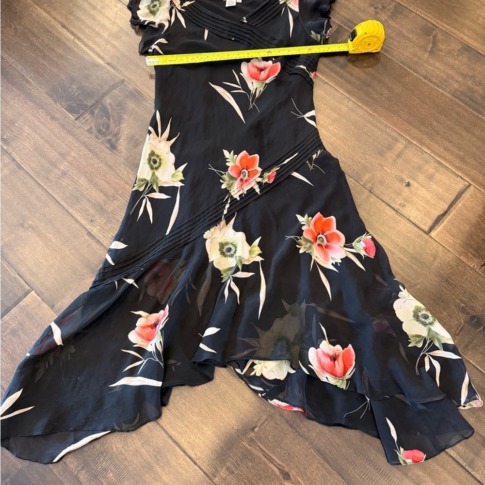 Coldwater Creek Black Midi Dress with Red and Cream Floral Print - Picture 5 of 5